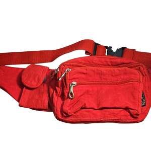 Red Belt Bag with Adjustable Strap and Durable Fabric